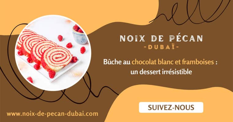 bûche au chocolat blanc et framboises